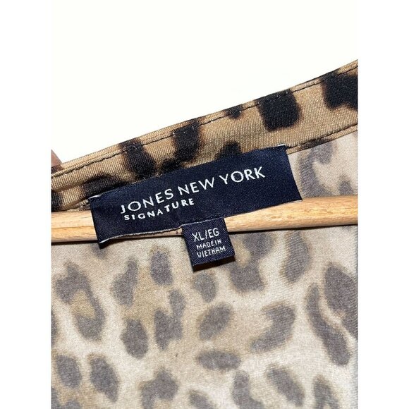 Jones New York Leopard Print Long Sleeve Button Front Blouse Women's Size XL - Picture 3 of 8